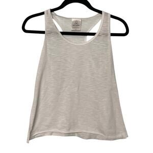 Phat Buddha Racerback Tank Top White S Raw Hem Athleisure Minimalist USA